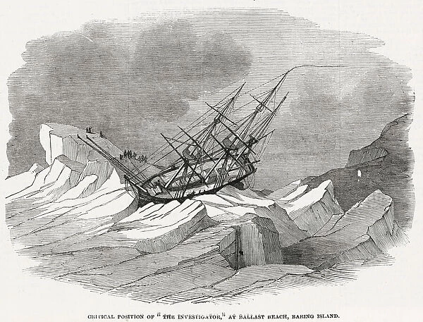 Critical position of the ship, the Investigator, part of the Ross Arctic expedition at
