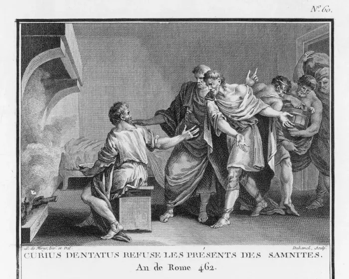 Framed Print : Print of Manius Curius Dentatus Refusing Samnite Bribes