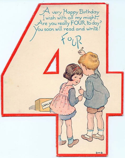 Cutout birthday card, age 4