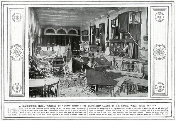 Damage inside a building, Scarborough, WW1