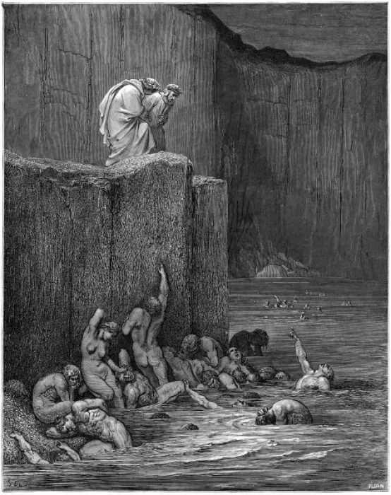 Framed Print : Print of Damned in Hell Scene Framed Print : Print of Damned in Hell Scene