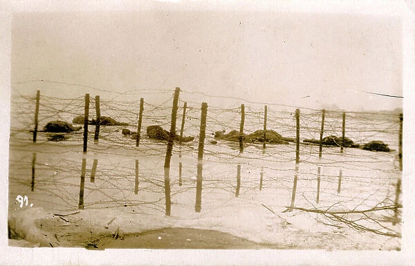 Dead Russian Soldiers on Beach - Barbed Wire Barrier