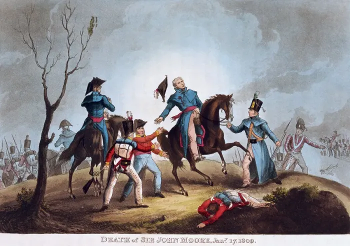 Framed Print : Death of Sir John Moore Aquatint Print, 1809 Framed Print : Death of Sir John Moore Aquatint Print, 1809