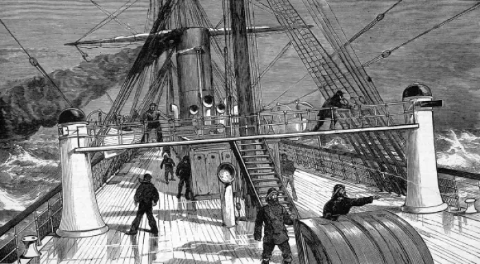 Framed Print : Print of the SS Gallia's Deck at Sea, 1879 Engraving Framed Print : Print of the SS Gallia's Deck at Sea, 1879 Engraving