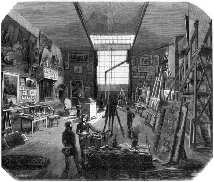 Framed Print : Delacroix in his Studio Print, 1852 Framed Print : Delacroix in his Studio Print, 1852