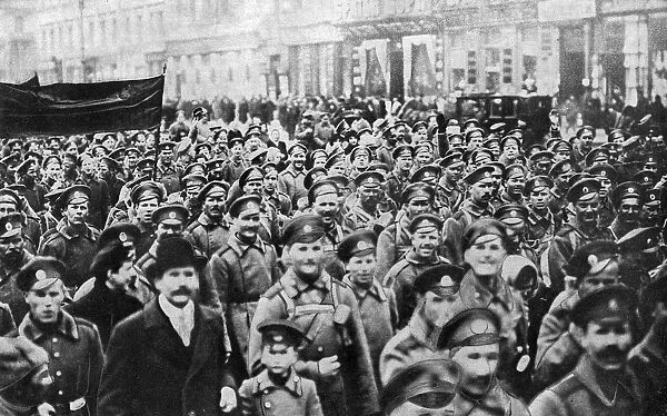 Demonstration during Revolution, Petrograd, Russia