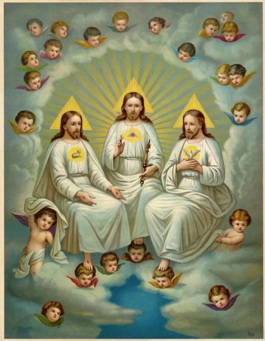 Framed Print : Print of the Holy Trinity with Cherubs Framed Print : Print of the Holy Trinity with Cherubs