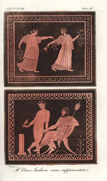 Depictions of Bacchus, conqueror of India, on Roman vases