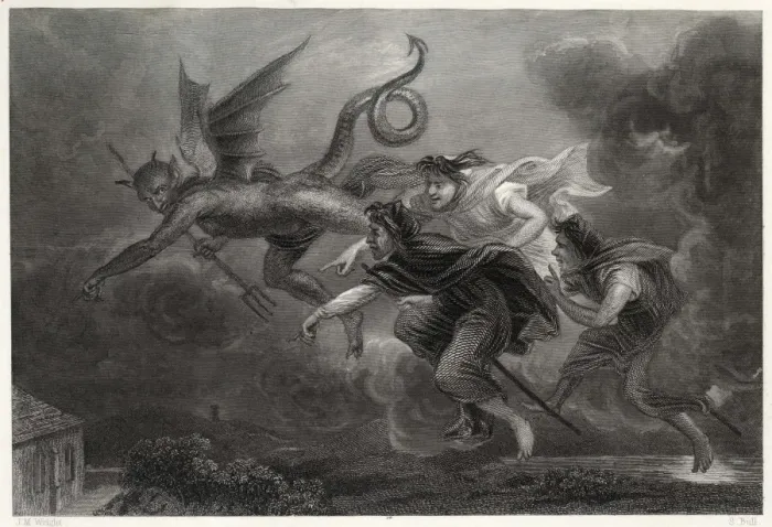 Framed Print : Devil and Witches Print 1839 Framed Print : Devil and Witches Print 1839
