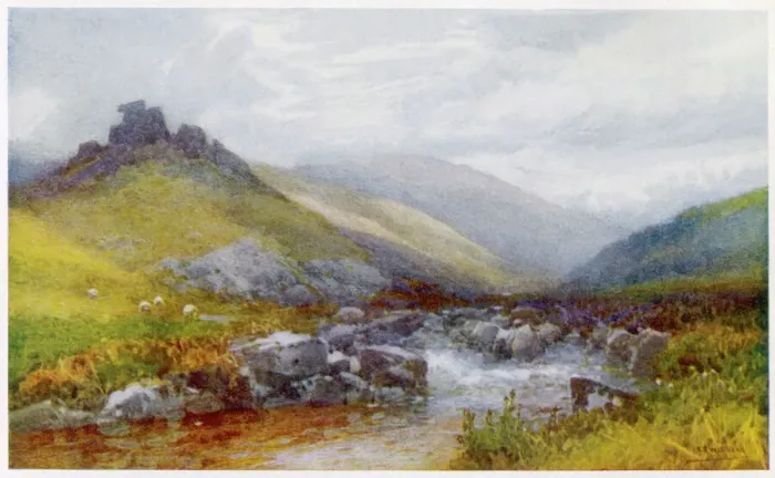 Framed Print : Doone Valley Print 1919 Devon Landscape Framed Print : Doone Valley Print 1919 Devon Landscape