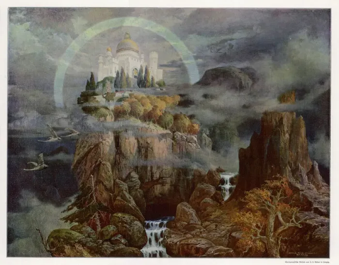 Framed Print : Die Gralburg Print - The Castle of the Grail Framed Print : Die Gralburg Print - The Castle of the Grail