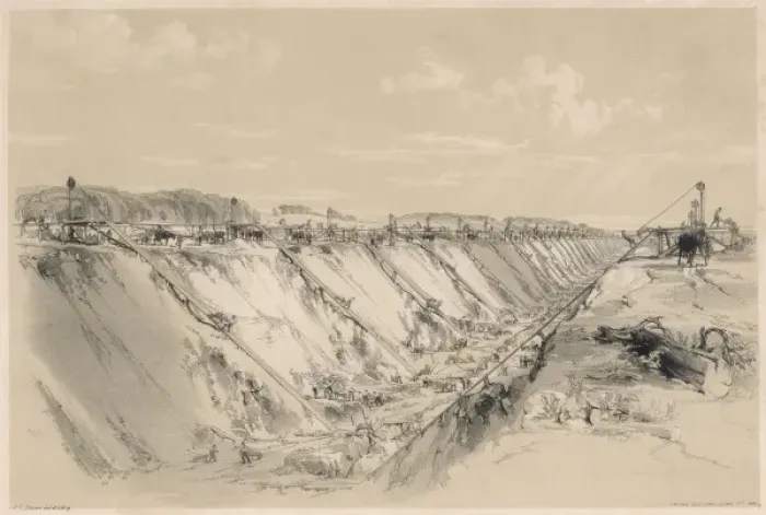 Framed Print : Railway Construction Print: Digging a Rail Cutting Framed Print : Railway Construction Print: Digging a Rail Cutting