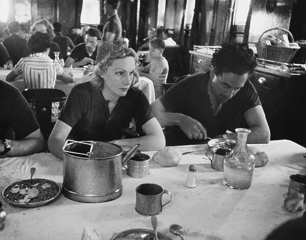 Dining room on refugee ship WWII