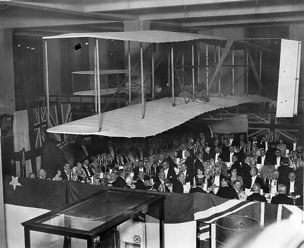 Dinner held by the RAeS under the original 1903 Wright Flyer