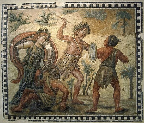 Dionysus fighting with the Indians. Mosaic. Palazzo Massimo