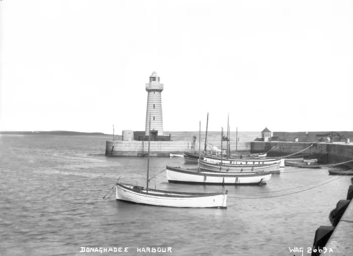 Framed Print : Donaghadee Harbour Print - Early 20th Century Waterfront Scene Framed Print : Donaghadee Harbour Print - Early 20th Century Waterfront Scene