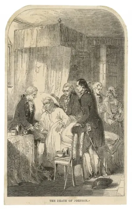 Framed Print : Print of Dr Johnson on his deathbed Framed Print : Print of Dr Johnson on his deathbed