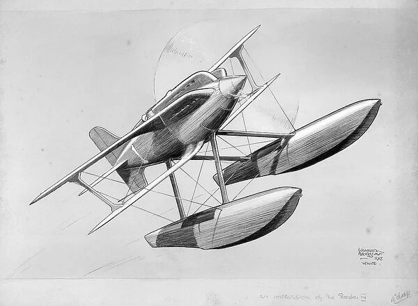 Drawing of a Gloster IV Schneider Tropy racing seaplane