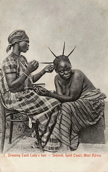 Dressing Fante Ladys hair - Sekondi, Gold Coast, Africa