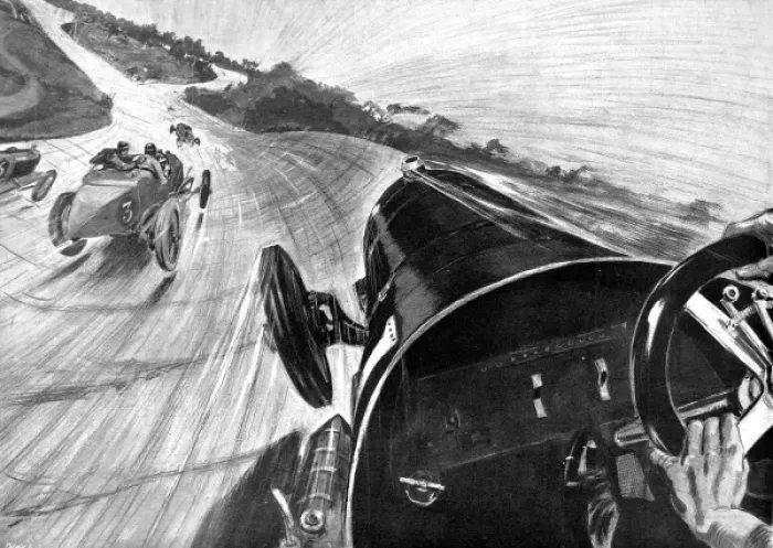 Framed Print : Print of Driver's View at Brooklands, 110mph Framed Print : Print of Driver's View at Brooklands, 110mph