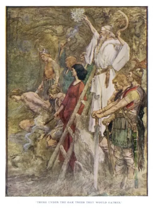 Framed Print : Druids and Mistletoe Print Framed Print : Druids and Mistletoe Print