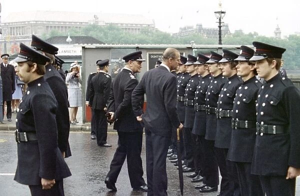 Duke of Edinburgh inspecting firefighters