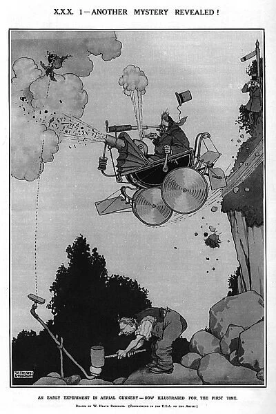 Early experiment in aerial gunnery by Heath Robinson