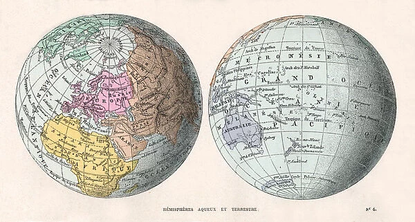 EARTHS HEMISPHERES 1870