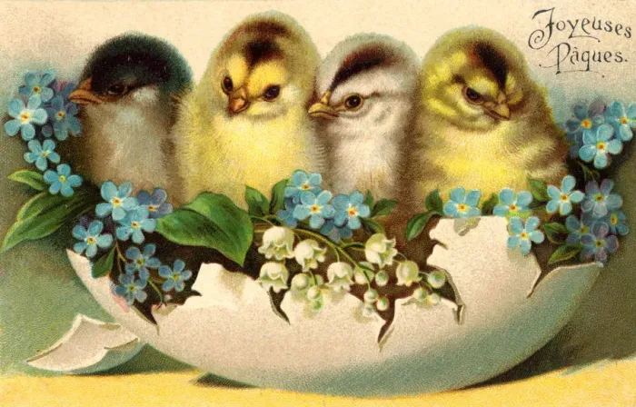 Framed Print : Chicks and Flowers Easter Print Framed Print : Chicks and Flowers Easter Print