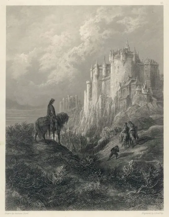 Framed Print : Caerleon Print: Edyrn Approaches King Arthur's Court Framed Print : Caerleon Print: Edyrn Approaches King Arthur's Court