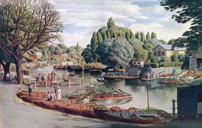 Framed Print : Twickenham View of Eel Pie Island Print 1938 Framed Print : Twickenham View of Eel Pie Island Print 1938