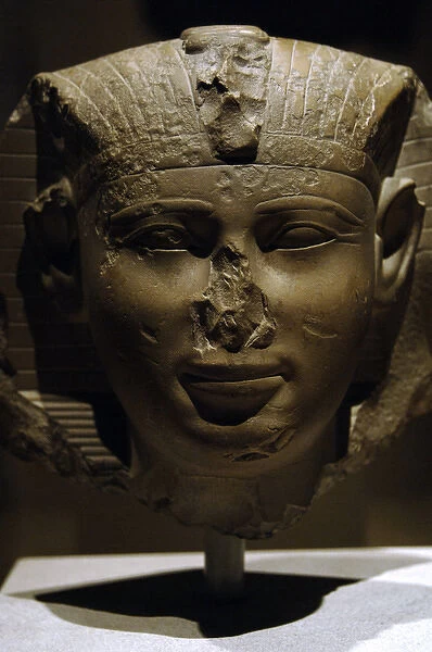 Egyptian Art. Head of a king, possibly Mentuhotep III. Middl