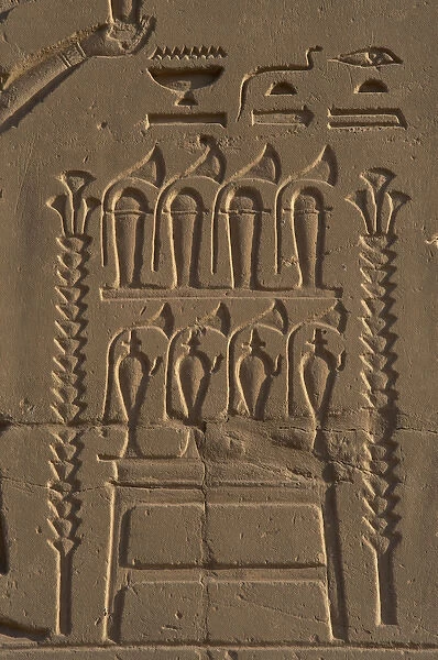 Egyptian Art. Karnak. Altar offerings with perfume bottles a