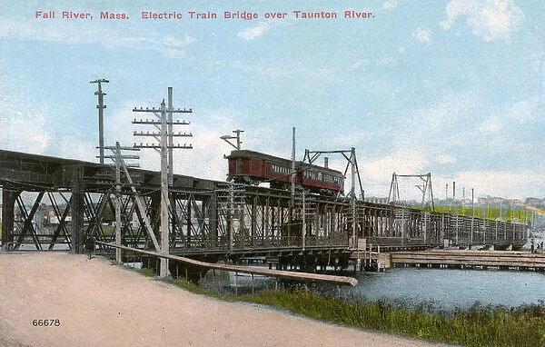 Electric Train Bridge over Taunton River, Massachusetts, USA