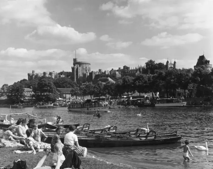 Framed Print : Windsor River Scene Print, 1950s Framed Print : Windsor River Scene Print, 1950s
