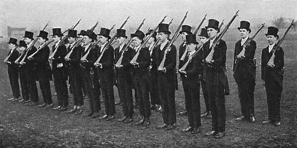 Eton College Office Training Corps drilling before lessons