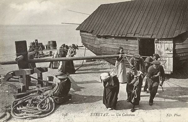 Etretat, France - working a beachside capstan