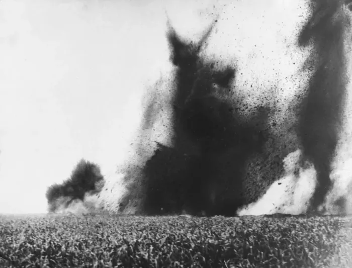 Framed Print : Mine Explosion Print, Western Front 1917 Framed Print : Mine Explosion Print, Western Front 1917