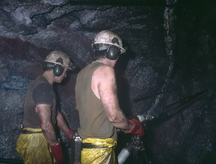 Framed Print : Face Workers in a Tin Mine Print, Cornwall, circa 1980s Framed Print : Face Workers in a Tin Mine Print, Cornwall, circa 1980s