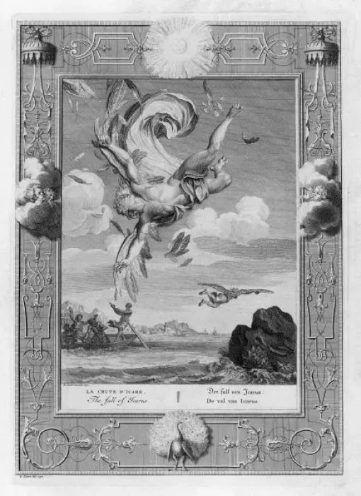 Framed Print : Print of The Fall of Icarus with Icarus in mid-descent Framed Print : Print of The Fall of Icarus with Icarus in mid-descent