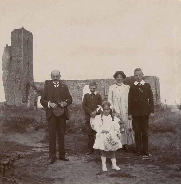 Family on a holiday outing, Dunwich, Suffolk