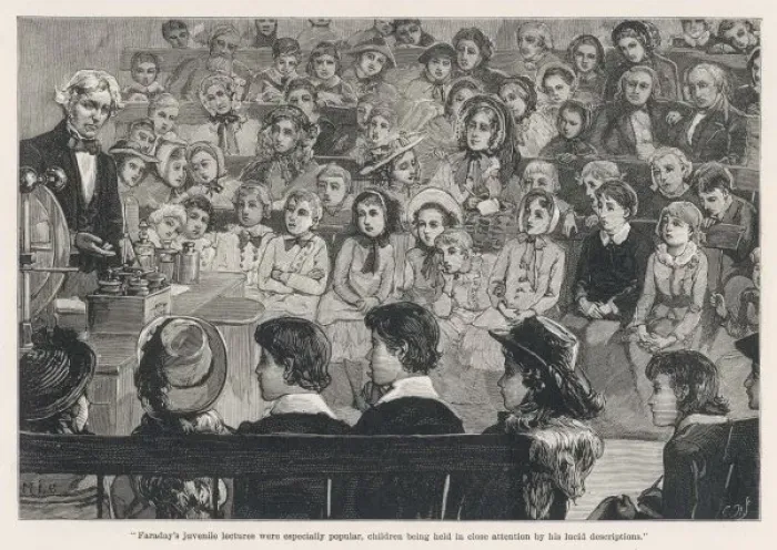 Framed Print : Michael Faraday Lecture Print Framed Print : Michael Faraday Lecture Print