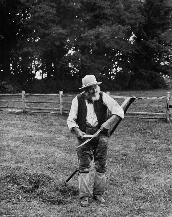 Framed Print : Farming Print: A Mower Sharpens his Blade Framed Print : Farming Print: A Mower Sharpens his Blade