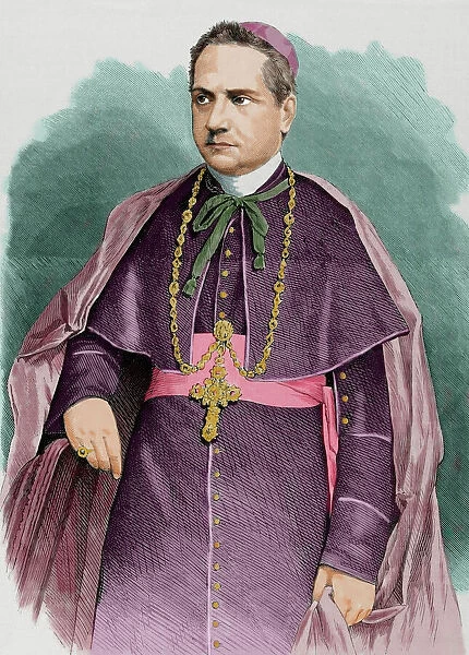 Federico Cattani Amadori (1856-1943). Colored engraving