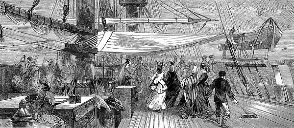 Female Passengers on the deck of the emigrant ship, Indus