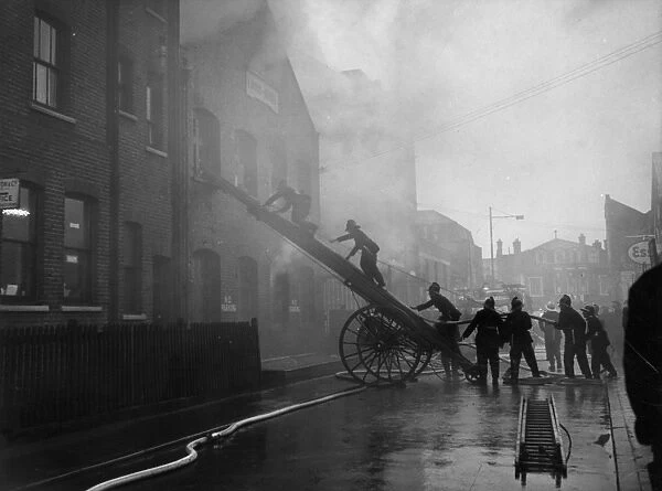 Firefighters in action, Miles Street, Vauxhall, SW8