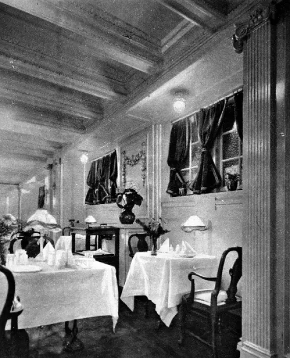 Framed Print : R.M.S.P. Almanzora First-Class Dining Saloon Print, 1920 Framed Print : R.M.S.P. Almanzora First-Class Dining Saloon Print, 1920