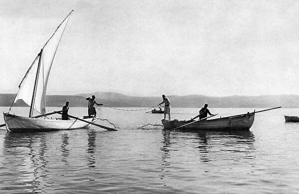 Fishermen on the Sea of Galilee, Israel