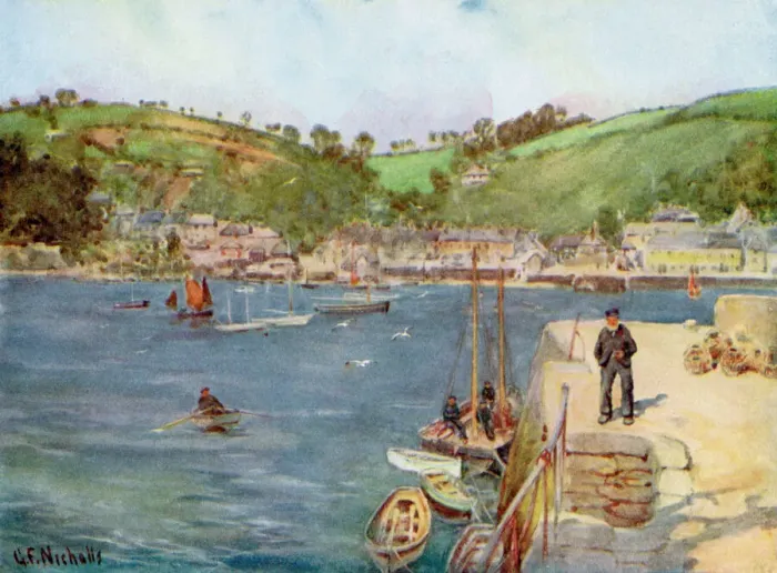 Framed Print : Flushing Print: A View from Falmouth, Cornwall 1925 Framed Print : Flushing Print: A View from Falmouth, Cornwall 1925