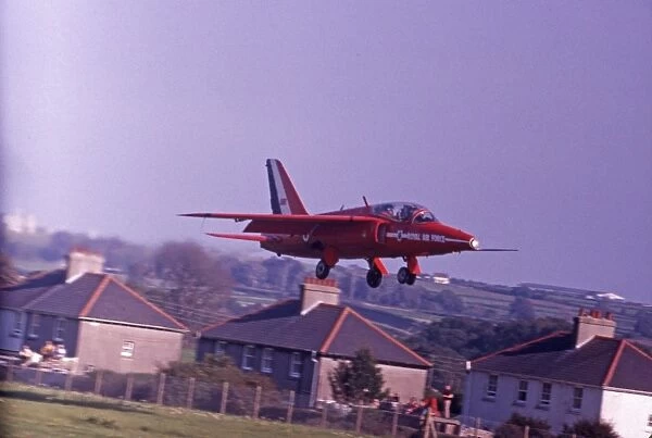 Folland Gnat RAF Red Arrows aircraft landing St Athan 1979